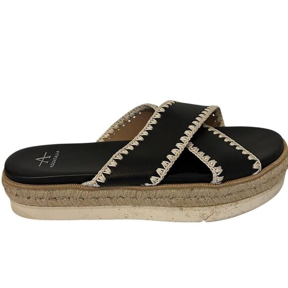 Aquatalia Shoes - Aquatalia Shoes Womens Size 12 Black Espadrille‎ Platform Sandals coastal Italy